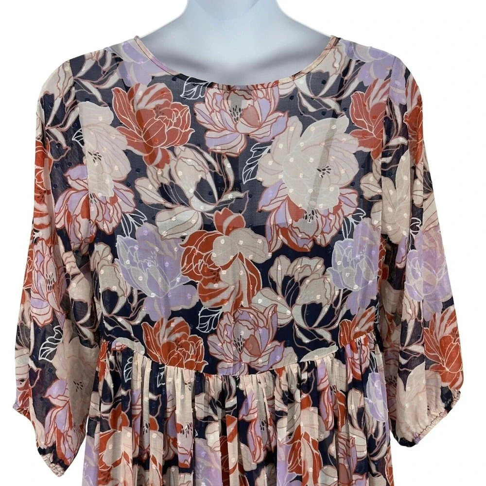 Torrid Floral Clip Dot Midi Dress 2X NWT - Picture 9 of 12